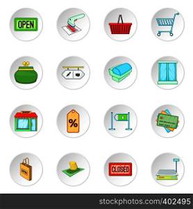 Retail icons set. Cartoon illustration of 16 retail vector icons for web. Retail icons set