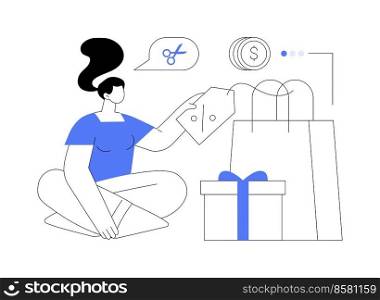Retail markdown abstract concept vector illustration. Promotional discount program, lowest price guarantee, cash flow for your business, in-store sale event, bad buying decision abstract metaphor.. Retail markdown abstract concept vector illustration.