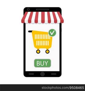 Retail online smartphone. Vector web shop buy, marketing sale illustration. Retail online smartphone