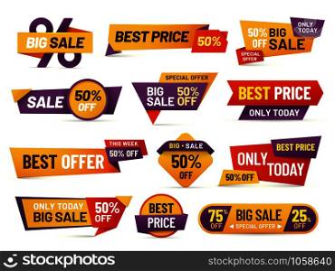 Retail sale tags. Cheap price flyer, best offer price and big sale pricing tag badge design. Limited sales offer label or store discount banner card isolated vector icons collection. Retail sale tags. Cheap price flyer, best offer price and big sale pricing tag badge design isolated vector collection