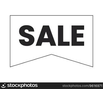 Retailer big sale black and white 2D line cartoon price tag. Big sale at mall isolated vector outline sticker sale holiday. Low price monochromatic flat spot illustration, retail promotion label. Retailer big sale black and white 2D line cartoon price tag