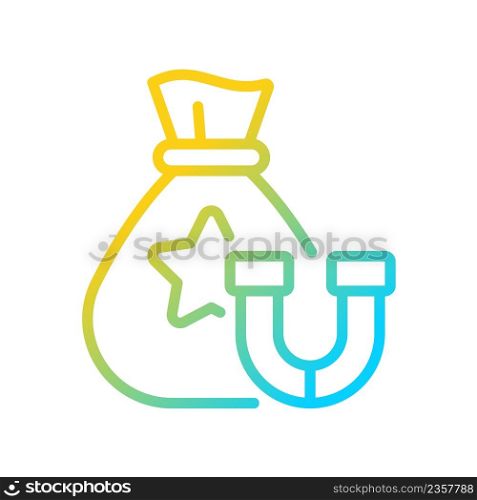 Retention bonus gradient linear vector icon. Employee engagement efforts. Targeted payment. Retention package. Thin line color symbol. Modern style pictogram. Vector isolated outline drawing. Retention bonus gradient linear vector icon