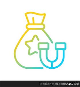Retention bonus gradient linear vector icon. Employee engagement efforts. Targeted payment. Retention package. Thin line color symbol. Modern style pictogram. Vector isolated outline drawing. Retention bonus gradient linear vector icon