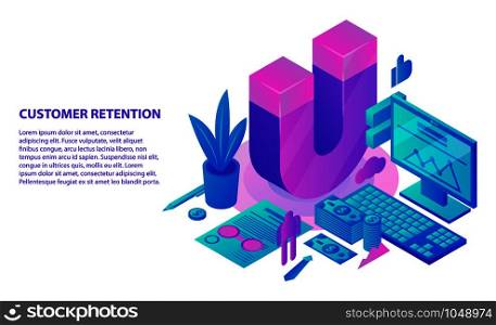 Retention strategy concept background. Isometric illustration of retention strategy vector concept background for web design. Retention strategy concept background, isometric style