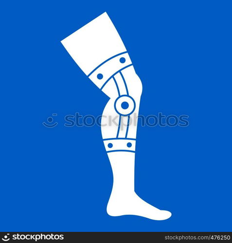 Retentive bandage icon white isolated on blue background vector illustration. Retentive bandage icon white