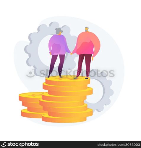 Retirement budget planning. Savings security, bank deposit safety, profitable investment. Elderly couple, pensioners saving money for future. Vector isolated concept metaphor illustration. Retirement preparation vector concept metaphor