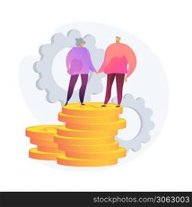 Retirement budget planning. Savings security, bank deposit safety, profitable investment. Elderly couple, pensioners saving money for future. Vector isolated concept metaphor illustration. Retirement preparation vector concept metaphor