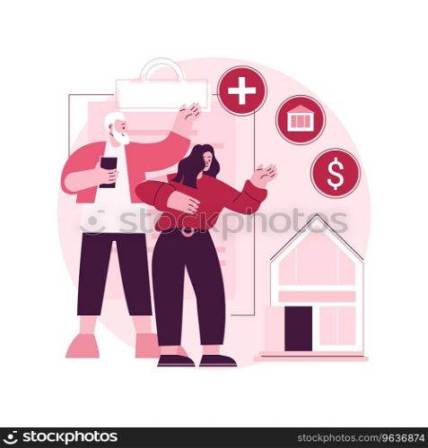 Retirement estate planning abstract concept vector illustration. Retirement living residence, estate planning, inheritance management, financial advisor and lawyer services abstract metaphor.. Retirement estate planning abstract concept vector illustration.