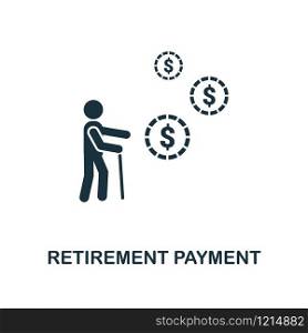 Retirement Payment creative icon. Simple element illustration. Retirement Payment concept symbol design from personal finance collection. Can be used for mobile and web design, apps, software, print.. Retirement Payment icon. Line style icon design from personal finance icon collection. UI. Pictogram of retirement payment icon. Ready to use in web design, apps, software, print.