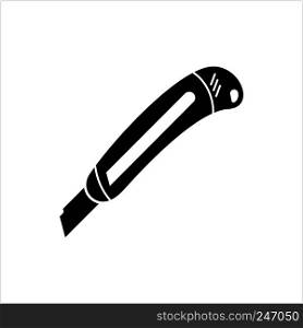 Retractable Razor Paper Cutter Knife Icon Vector Art Illustration