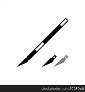 Retractable Razor Paper Cutter Knife Icon Vector Art Illustration. Retractable Razor Paper Cutter Knife Icon