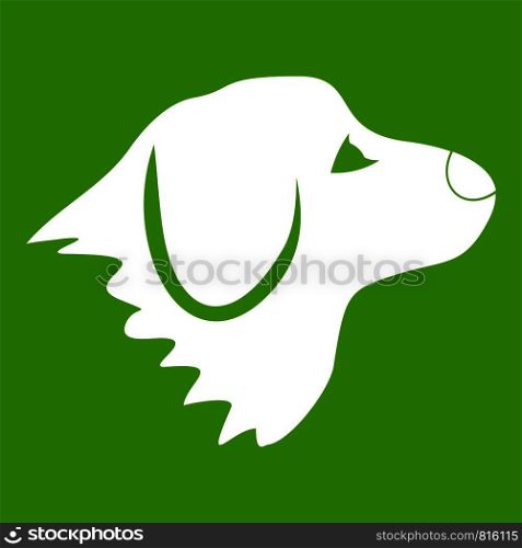 Retriever dog icon white isolated on green background. Vector illustration. Retriever dog icon green