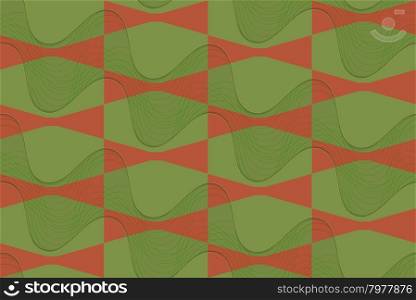 Retro 3D brown and green wavy.Abstract layered pattern. Bright colored background with realistic shadow and thee dimensional effect.