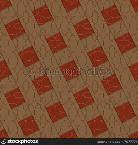 Retro 3D brown stripes crossed.Abstract layered pattern. Bright colored background with realistic shadow and thee dimensional effect.