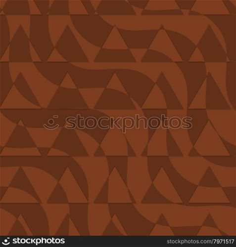 Retro 3D brown waves with cut out triangles.Abstract layered pattern. Bright colored background with realistic shadow and thee dimentional effect.