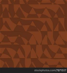 Retro 3D brown waves with cut out triangles.Abstract layered pattern. Bright colored background with realistic shadow and thee dimentional effect.