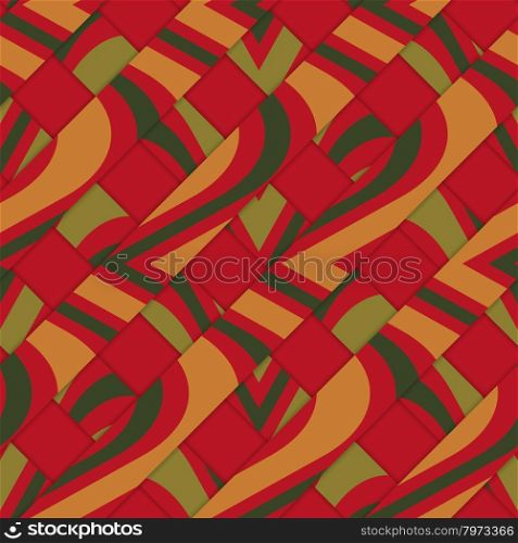 Retro 3D diagonal stripes with red yellow green.Abstract layered pattern. Bright colored background with realistic shadow and thee dimentional effect.