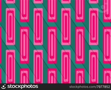 Retro 3D green and pink diagonally cut with rectangles.Abstract layered pattern. Bright colored background with realistic shadow and thee dimensional effect.
