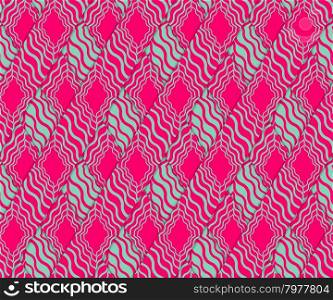 Retro 3D pink and green stripes crossed.Abstract layered pattern. Bright colored background with realistic shadow and thee dimensional effect.