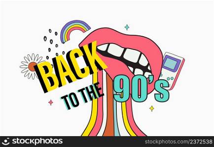 Retro 90s and 80s background design in pop music party 1990