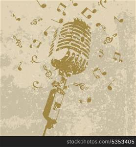 Retro a microphone. Retro a microphone on a grey background. A vector illustration