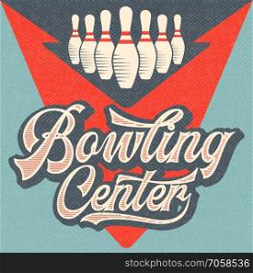Retro advertising bowling poster. Vintage poster. Vector eps10