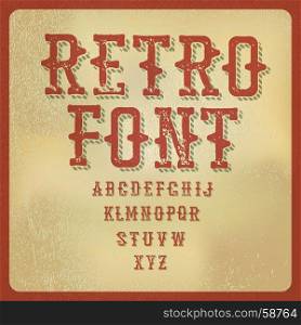 Retro alphabet. Vintage letters on aged paper texture. Vector illustration