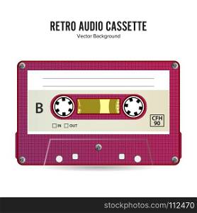 Retro Audio Cassette Vector. Detailed Retro C90 Audio Cassette With Place For Title. Retro Audio Cassette Vector. Detailed Retro C90 Audio Cassette Place For Title