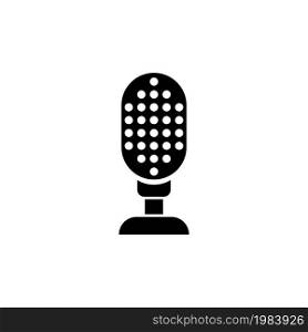 Retro Audio Microphone, Musical Mike. Flat Vector Icon illustration. Simple black symbol on white background. Retro Audio Microphone, Musical Mike sign design template for web and mobile UI element. Retro Audio Microphone Flat Vector Icon