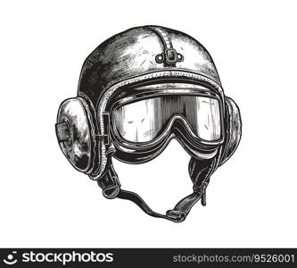 Retro aviator helmet. Vector illustration desing.