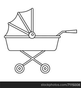 Retro baby carriage icon. Outline retro baby carriage vector icon for web design isolated on white background. Retro baby carriage icon, outline style