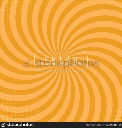 Retro background art color yellow design circle rotate halftone style with space. vector illustration