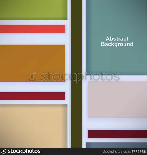 Retro background with colored squares and stripes