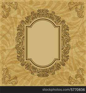 Retro background with vintage calligraphic ornate frame.