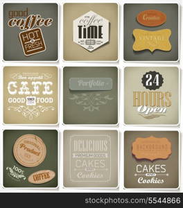 Retro bakery label, coffee shop, cafe, menu design elements, calligraphic/ Retro floral ornament