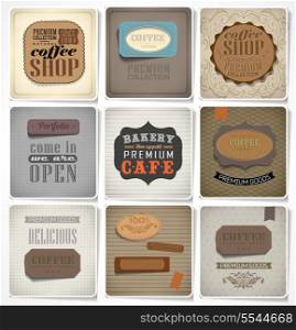 Retro bakery labels and typography card, coffee shop, cafe, menu design elements, Retro floral ornament