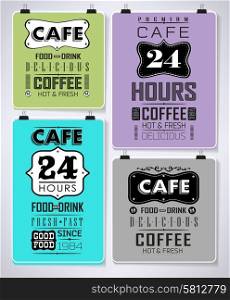 Retro bakery labels and typography coffee shop, cafe menu design elements
