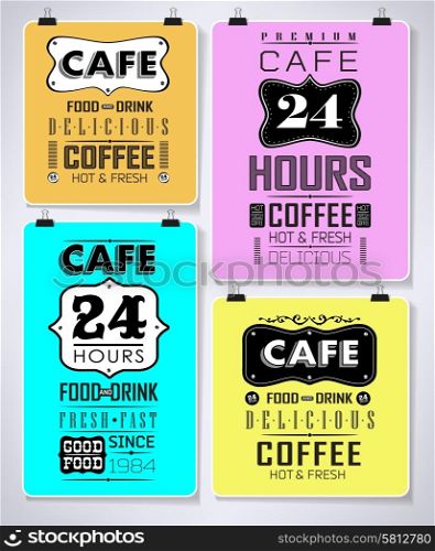 Retro bakery labels and typography coffee shop, cafe menu design elements