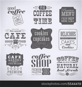 Retro bakery labels and typography, coffee shop, cafe, menu design elements, calligraphic