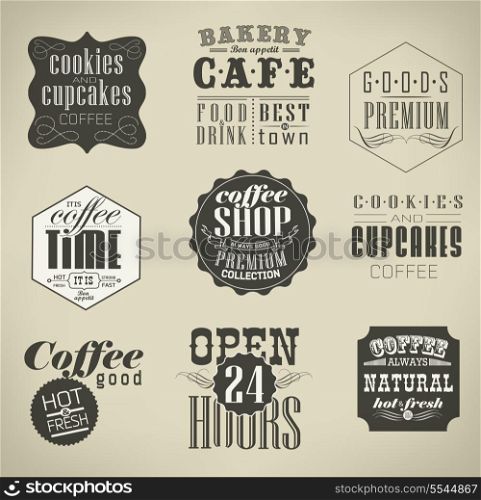 Retro bakery labels and typography, coffee shop, cafe, menu design elements, calligraphic