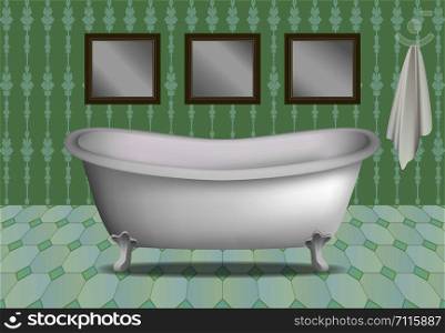 Retro bathtub concept background. Realistic illustration of retro bathtub vector concept background for web design. Retro bathtub concept background, realistic style