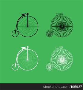 Retro bicycle icon Black and white color set . Retro bicycle icon . Black and white color set .