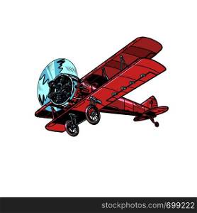 retro biplane aircraft. Pop art vector illustration vintage kitsch. retro biplane aircraft