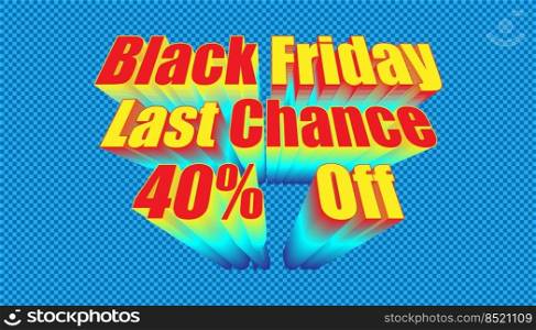 retro black friday last chance 40  off. plaid blue color background style. vector illustration eps10