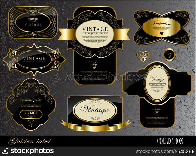 Retro black gold label/can be used for invitation, congratulation or website layout vector