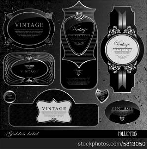 Retro black gold label can be used for invitation, congratulation or website layout vector