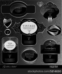 Retro black gold label can be used for invitation, congratulation or website layout vector