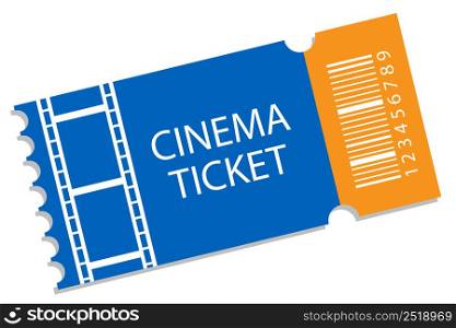 Retro blue yellow cinema ticket. Film, movie. Old design. Vector illustration. stock image. EPS 10.. Retro blue yellow cinema ticket. Film, movie. Old design. Vector illustration. stock image.