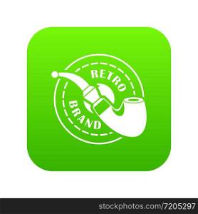 Retro brand icon green vector isolated on white background. Retro brand icon green vector