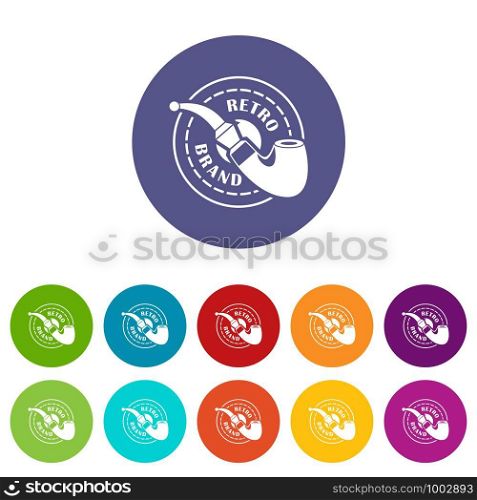 Retro brand icons color set vector for any web design on white background. Retro brand icons set vector color